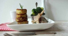 Kartoffel-Taler an Austernpilz-Ragout