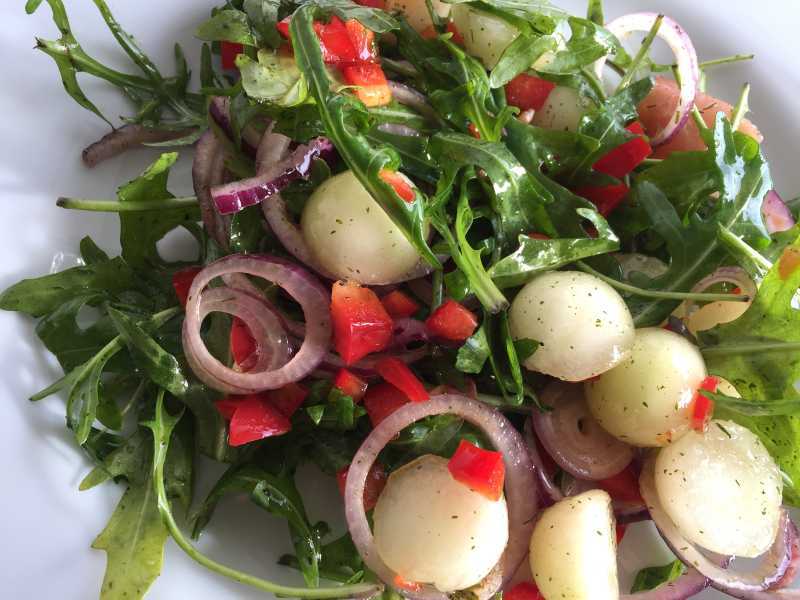 Melonen-Salat mit Rucola und Parmaschinken