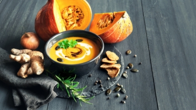 Vegane Kürbissuppe mit Ingwer